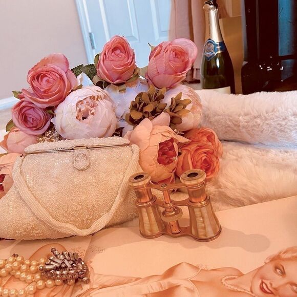 ♥️ Lovely wedding clutch purse, vintage cream evening bag - Picture 11 of 16